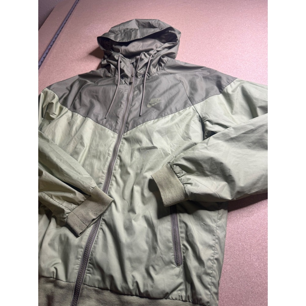 Nike Windrunner Hooded Windbreaker Jacket Mens Small Olive Green 727324-326